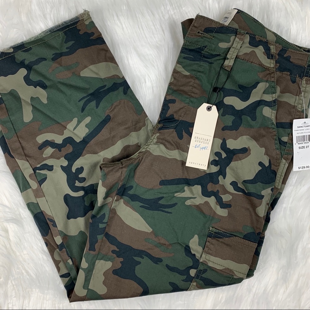 🔥SANCTUARY🔥Love Camo Capri Pants Frayed Hem Size 27 Green Camouflage NWT - Picture 6 of 6